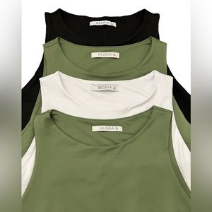 4 pc set - REORIA Women’s Sleeveless Racer Back Tank Tops Halter Neck Crop Tops